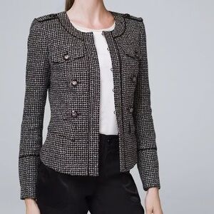 WHBM Black and White Tweed Moto Jacket